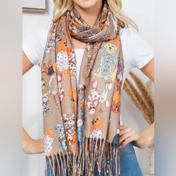 Dogs Wearing Clothes Print Scarf - Picture 4 of 7